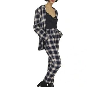 Rolla's Pants Womens 29 Beige Black Horizon Check Plaid Flannel High Rise